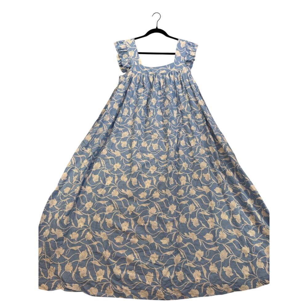 A New Day Women's Blue Floral Print Ruffle Sleeve A-Line Dress - Size XL - NWT